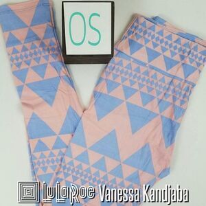 LuLaRoe OS Leggings Light Pink Pastel Blue Triangles Diamonds NEW